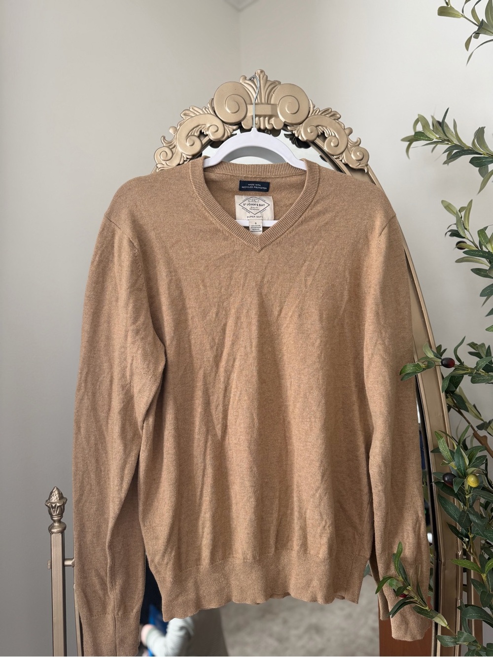 St. John’s Bay Men’s Camel V‑Neck Sweater